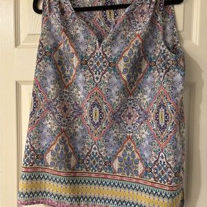 Purple and Yellow Camisole Top with Intricate Pattern Large